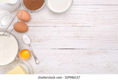 Baking Cake Ingredients . Background.