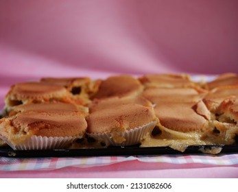 Baking Cupcake Buns Disaster On Pink Background Medium Shot Selective Focus