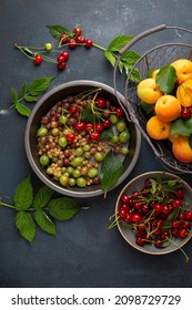 Baking Dish With Fresh Berry Pie Recipe Concept Summer Food Overhead View