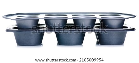 Baking dishes muffins on white background isolation