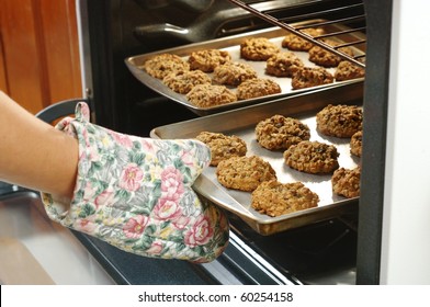 Baking Homemade Oatmeal Cookies