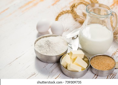 Baking Ingredients In Measuring Cups