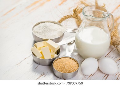 Baking Ingredients In Measuring Cups