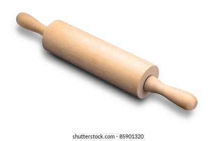 Baking Rolling Pin And Flour On White Background