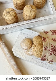 Baking Sesame Cookies For The Winter Holiday.christmas Baked Goods.