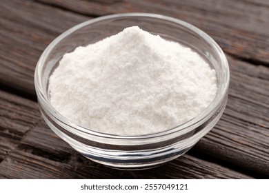 Baking soda - Crystalline solid compound in the bowl