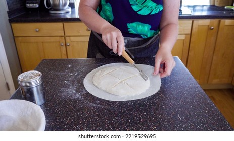 Baking Sourdough Bread In Residential Kitchen.