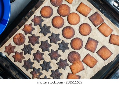 Baking Tray With Burnt Gingerbread Cookies
