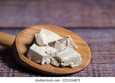 Baking Yeast On A Wooden Spoon