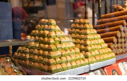 Baklava From Gaziantep Region. Sweet Local Flavor. Close-up. Turkey