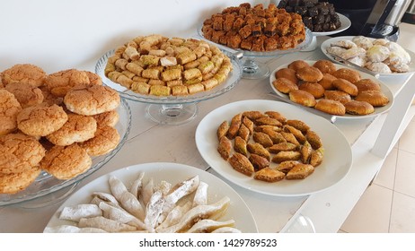 Baklava and other Lebanese sweets. Lebanese cuisine. Sidon, Lebanon 