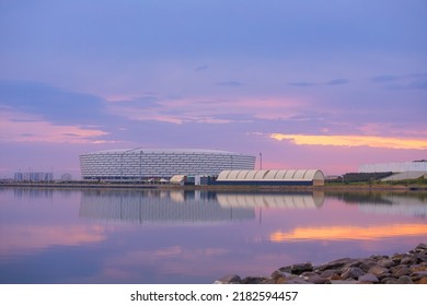 Baku. Azerbaijan. 01.01.2022. Big Olympic Stadium At Sunrise.