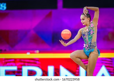 Baku, Azerbaijan - 09/19/2019: FIG Rhythmic Gymnastics World Championships 2019 Baku (AZE) ARINA AVERINA (RUS)