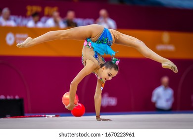 Baku, Azerbaijan - 09/19/2019: FIG Rhythmic Gymnastics World Championships 2019 Baku (AZE) ARINA AVERINA (RUS)