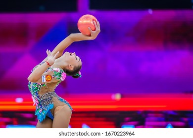 Baku, Azerbaijan - 09/19/2019: FIG Rhythmic Gymnastics World Championships 2019 Baku (AZE) ARINA AVERINA (RUS)