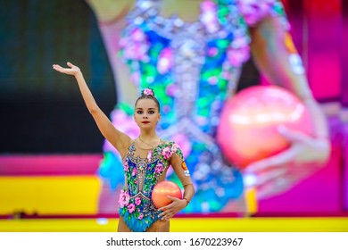 Baku, Azerbaijan - 09/19/2019: FIG Rhythmic Gymnastics World Championships 2019 Baku (AZE) ARINA AVERINA (RUS)