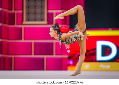 Baku, Azerbaijan - 09/19/2019: FIG Rhythmic Gymnastics World Championships 2019 Baku (AZE) DINA AVERINA (RUS)