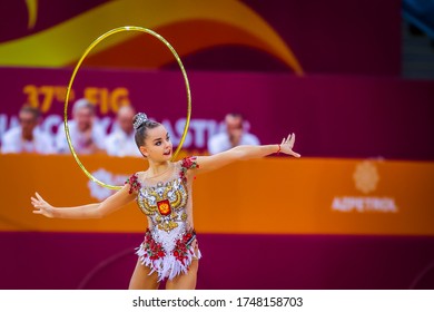 Baku, Azerbaijan - 09/19/2019: FIG Rhythmic Gymnastics World Championships 2019 Baku (AZE) - Averina Dina (RUS)