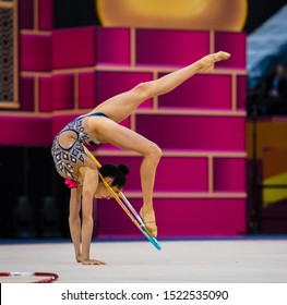 BAKU, AZERBAIJAN -16-22 SEPTEMBER, 2019: 37th FIG Rhythmic Gymnastics World Championships, Individual Apparatus Qualification Natalie Garcia (CAN) Hoop Routine