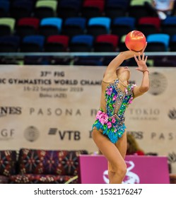 BAKU, AZERBAIJAN -16-22 SEPTEMBER, 2019: 37th FIG Rhythmic Gymnastics World Championships, Individual Apparatus Qualification, Arina Averina (RUS) Ball