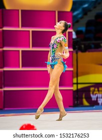 BAKU, AZERBAIJAN -16-22 SEPTEMBER, 2019: 37th FIG Rhythmic Gymnastics World Championships, Individual Apparatus Qualification, Arina Averina (RUS) Ball