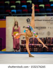 BAKU, AZERBAIJAN -16-22 SEPTEMBER, 2019: 37th FIG Rhythmic Gymnastics World Championships, Individual Apparatus Qualification, Arina Averina (RUS) Ball