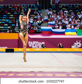 BAKU, AZERBAIJAN -16-22 SEPTEMBER, 2019: 37th FIG Rhythmic Gymnastics World Championships, Individual Apparatus Qualification, Dina Averina (RUS) Ball