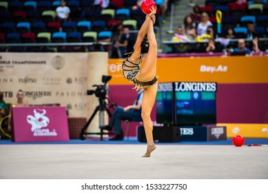 BAKU, AZERBAIJAN -16-22 SEPTEMBER, 2019: 37th FIG Rhythmic Gymnastics World Championships, Individual Apparatus Qualification, Dina Averina (RUS) Ball