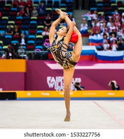 BAKU, AZERBAIJAN -16-22 SEPTEMBER, 2019: 37th FIG Rhythmic Gymnastics World Championships, Individual Apparatus Qualification, Dina Averina (RUS) Ball