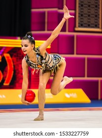 BAKU, AZERBAIJAN -16-22 SEPTEMBER, 2019: 37th FIG Rhythmic Gymnastics World Championships, Individual Apparatus Qualification, Dina Averina (RUS) Ball