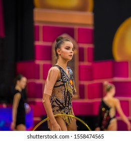 BAKU, AZERBAIJAN -16-22 SEPTEMBER, 2019: 37th FIG Rhythmic Gymnastics World Championships, Podium Training, Dina Averina (RUS) Practice. 