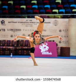 BAKU, AZERBAIJAN -16-22 SEPTEMBER, 2019: 37th FIG Rhythmic Gymnastics World Championships, Podium Training, Dina Averina (RUS) Practice. 