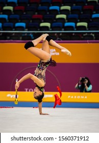 BAKU, AZERBAIJAN -16-22 SEPTEMBER, 2019: 37th FIG Rhythmic Gymnastics World Championships, Podium Training, Dina Averina (RUS) Practice