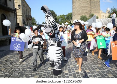 BAKU, AZERBAIJAN -9.26.2019 The Event Was Dedicated To The Global Week On The Global Climate Strike And International Climate Action Summit .March On Sustainable Development Goals . Stand Together Now