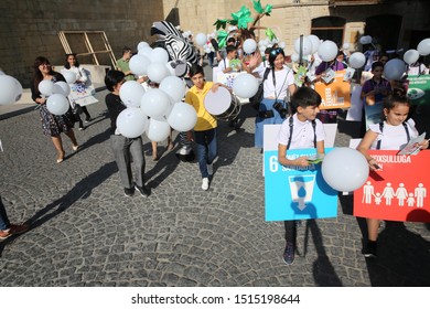 BAKU, AZERBAIJAN -9.26.2019 The Event Was Dedicated To The Global Week On The Global Climate Strike And International Climate Action Summit .March On Sustainable Development Goals . Stand Together Now