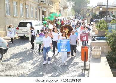 BAKU, AZERBAIJAN -9.26.2019 The Event Was Dedicated To The Global Week On The Global Climate Strike And International Climate Action Summit .March On Sustainable Development Goals . Stand Together Now