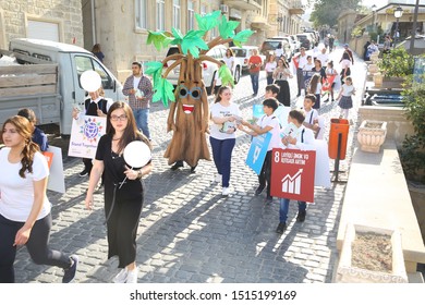 BAKU, AZERBAIJAN -9.26.2019 The Event Was Dedicated To The Global Week On The Global Climate Strike And International Climate Action Summit .March On Sustainable Development Goals . Stand Together Now