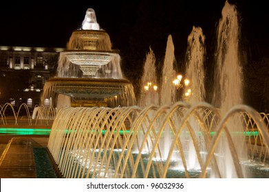 Baku Fountain Square At Night, Azerbaijan