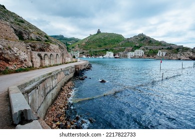 Balaklava Bay, Ukraine. Landscape With Sea Rock Shore.