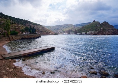 Balaklava Bay, Ukraine. Landscape With Sea Rock Shore.