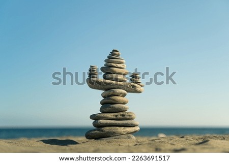 Balance and increasing concept, rock stacking 