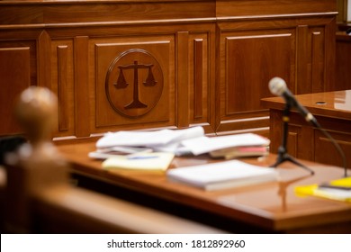 Balance sign in court room - Shutterstock ID 1812892960