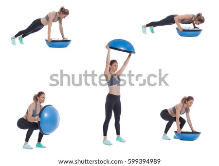 Balance training ball exercise execution with a professional trainer.