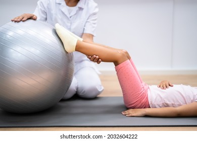 Balance Training Physiotherapy Exercise Treatment For Child. Kid Sport Therapy