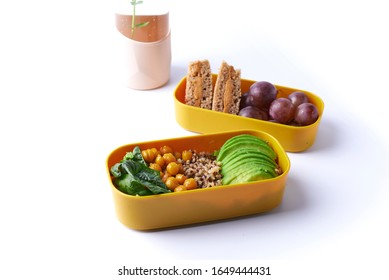 Balanced Bento Lunch On White Background