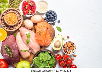 Balanced diet food background.  - Shutterstock ID 1149431876