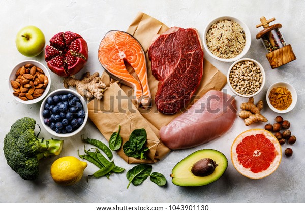 Balanced Diet Organic Healthy Food Clean Stock Photo (Edit Now) 1043901130