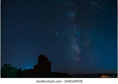 Balanced Rock At Night,Arches National Park,Utah,usa.