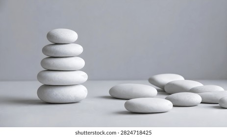 Pila equilibrada guijarros blancos