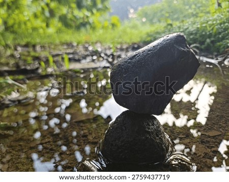 Balanced Stones Stack  Natural Gravity and Zen Harmony Concept in Nature